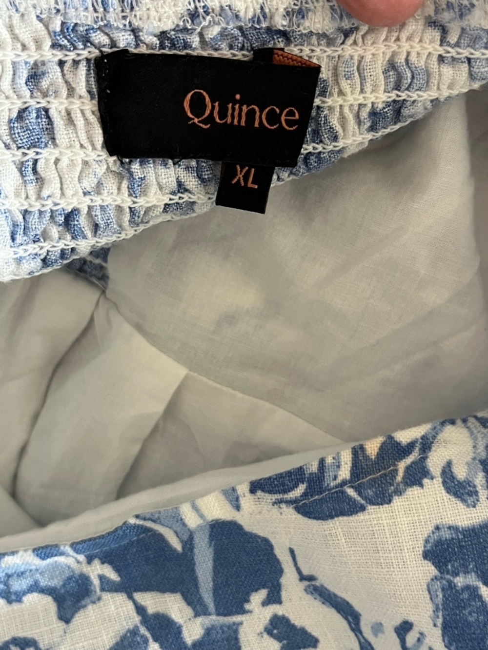 Like New Quince 100% European Linen Blue & White Floral Midi Dress Size XL - Picture 11 of 16